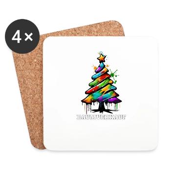 Baumverkauf Weihnachtsbaum Christbaum Tanne - Untersetzer (4er-Set) - Weiß - Vorne