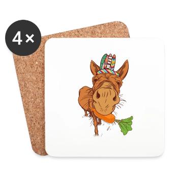 Wilder Westen Hippie Esel Schamane Western Kind - Untersetzer (4er-Set) - Weiß - Vorne