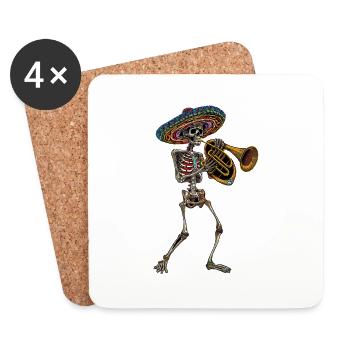 Tuba Mexican Skeleton - Coasters (set of 4) - white - Front