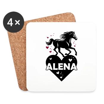 Alena Nom Prénom Pferdeherz - Dessous de verre (lot de 4) - blanc - Devant