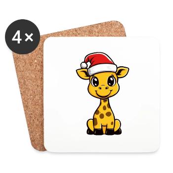 Giraffe Weihnachten - Untersetzer (4er-Set) - Weiß - Vorne