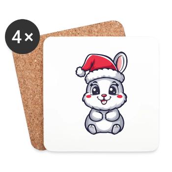 Hase Weihnachten - Untersetzer (4er-Set) - Weiß - Vorne