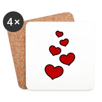 Symbole d’amour des cœurs - Dessous de verre (lot de 4) - blanc - Devant