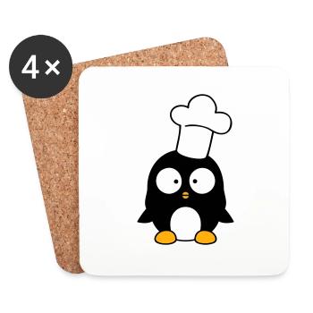 Pinguin Küche Chef Koch Kochmütze Essen Kochen - Untersetzer (4er-Set) - Weiß - Vorne