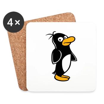 Le pingouin a l’air drôle et prudent sur le côté - Dessous de verre (lot de 4) - blanc - Devant