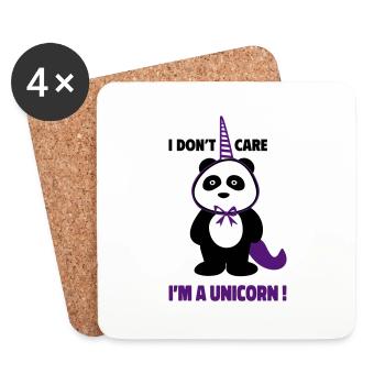 Panda als Einhorn,Lustiges Geschenk für Kids - Untersetzer (4er-Set) - Weiß - Vorne