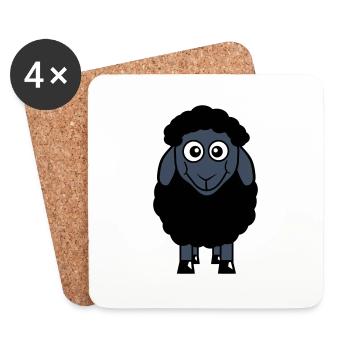 Black Sheep Small Cute Cute Lamb Cool Comic - Coasters (set of 4) - white - Front