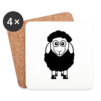 Black Sheep Small Cute Cute Lamb Cool Comic - Coasters (set of 4) - white - Front