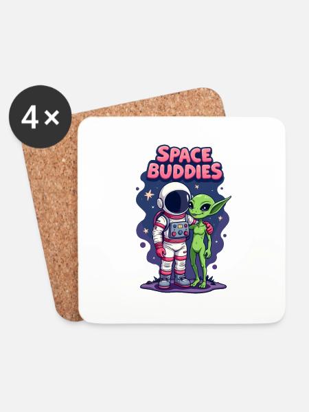 Space Buddies - Coasters (set of 4) - white