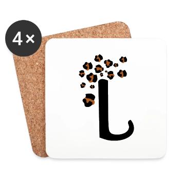 Letter l leopard print - Coasters (set of 4) - white - Front