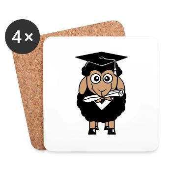 Sheep School Certificate College Graduation Abi Students - Coasters (set of 4) - white - Front