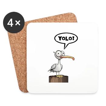 Seagull Speech Bubble Yolo - Coasters (set of 4) - white - Front