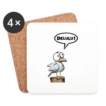 Seagull speech bubble Delulu - Coasters (set of 4) - white - Front