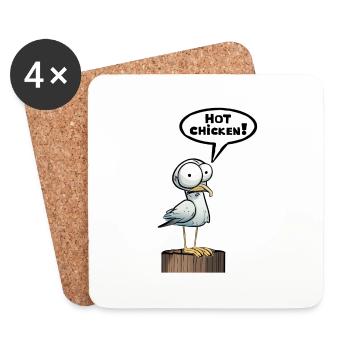 Möwe Sprechblase Hot Chicken - Untersetzer (4er-Set) - Weiß - Vorne