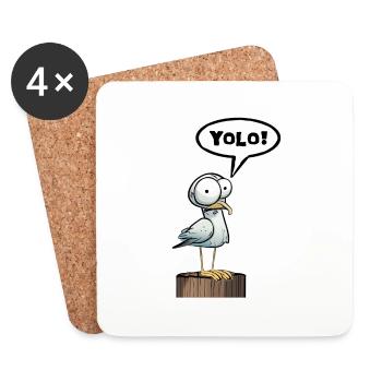Seagull Speech Bubble Yolo - Coasters (set of 4) - white - Front