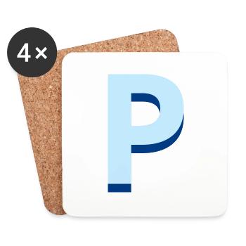 Letter p blue pop and modern - Coasters (set of 4) - white - Front