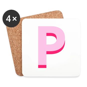 Pop und moderner rosa Buchstabe p - Untersetzer (4er-Set) - Weiß - Vorne
