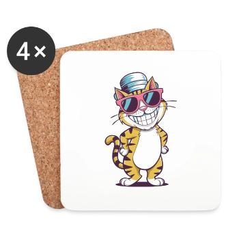 Ambiance de chat cool - Dessous de verre (lot de 4) - blanc - Devant