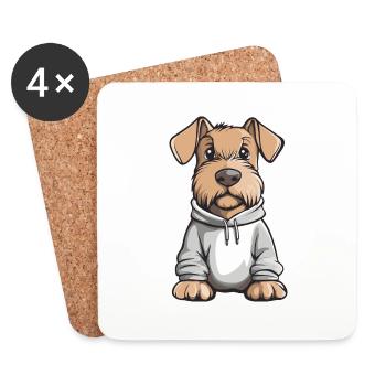 Airedale Terrier Dog Funny - Coasters (set of 4) - white - Front