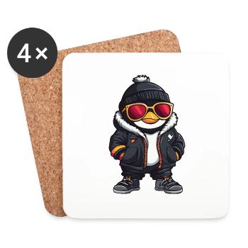 Pinguin Cool Comic - Untersetzer (4er-Set) - Weiß - Vorne