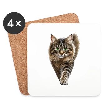 Amerikanischer Bobtail - Untersetzer (4er-Set) - Weiß - Vorne