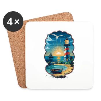 Leuchtturm Ostsee Nordsee - Untersetzer (4er-Set) - Weiß - Vorne