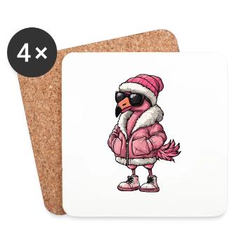 Flamingo Cool Comic - Untersetzer (4er-Set) - Weiß - Vorne