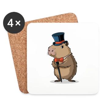 capybara dressed in a dapper suit - Coasters (set of 4) - white - Front