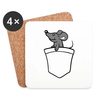 Maus Hemdtasche Tasche unterwegs auf Reisen Süß - Untersetzer (4er-Set) - Weiß - Vorne