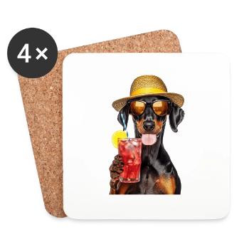 Dobermann Pitbull Pinscher - Untersetzer (4er-Set) - Weiß - Vorne