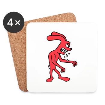 Bunny Monster Evil Ravenous Halloween Drool Spit - Coasters (set of 4) - white - Front