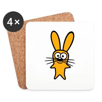Hase Kaninchen Häschen Cartoon Kleintier niedlich - Untersetzer (4er-Set) - Weiß - Vorne