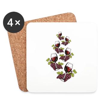 Wine Glass Grapes Wine - Coasters (set of 4) - white - Front