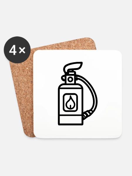 Feuerlöscher - Untersetzer (4er-Set) - Weiß