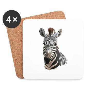 Zebra - Untersetzer (4er-Set) - Weiß - Vorne