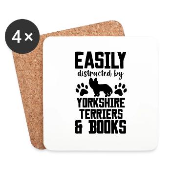 Easily distracted by yorkshire terriers ans books - Untersetzer (4er-Set) - Weiß - Vorne