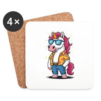 Funny Summer Unicorn - Coasters (set of 4) - white - Front