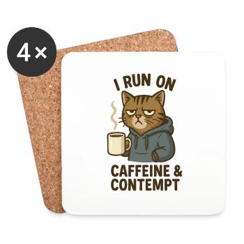 Chat de café - Dessous de verre (lot de 4) - blanc - Devant