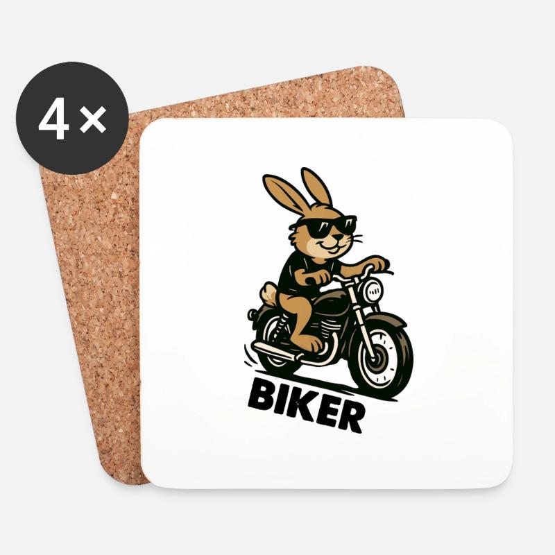 hase biker - Untersetzer (4er-Set) - Weiß