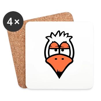 L’oiseau a l’air drôle, agacé, fatigué, en colère, frustré - Dessous de verre (lot de 4) - blanc - Devant