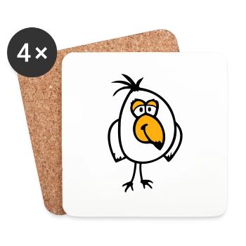 Wellensittich Papagei kleiner Spatz Vogel lächelt - Untersetzer (4er-Set) - Weiß - Vorne