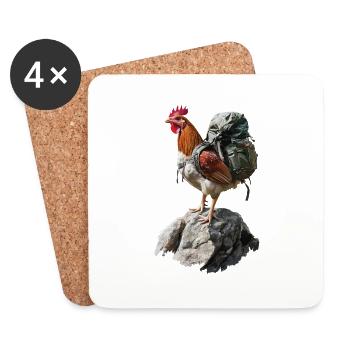 Huhn Hahn - Untersetzer (4er-Set) - Weiß - Vorne