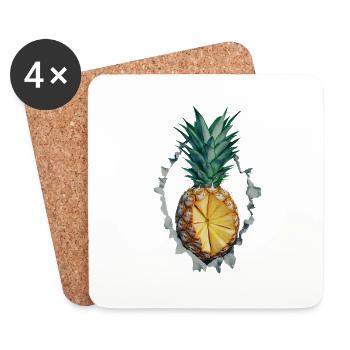 Ananas - Untersetzer (4er-Set) - Weiß - Vorne