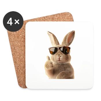 Süße Osterhase - Untersetzer (4er-Set) - Weiß - Vorne