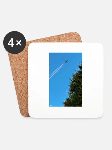 Plane - Untersetzer (4er-Set) - Weiß