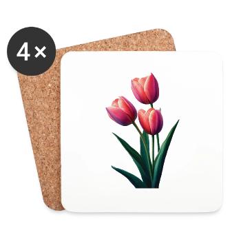 Tulpe - Untersetzer (4er-Set) - Weiß - Vorne