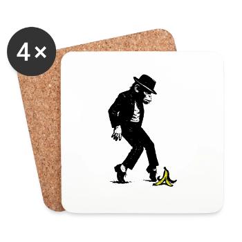 Singe avec chapeau - Dessous de verre (lot de 4) - blanc - Devant