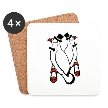 Sir Birds Team Hat Monocle Lunettes 2 Rich Friends - Dessous de verre (lot de 4) - blanc - Devant