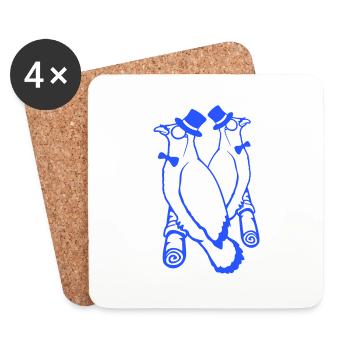 Sir Birds Team Hat Monocle Lunettes 2 Rich Friends - Dessous de verre (lot de 4) - blanc - Devant