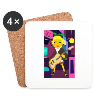 Cyber Lemon Rocker with Guitar - Coasters (set of 4) - white - Front
